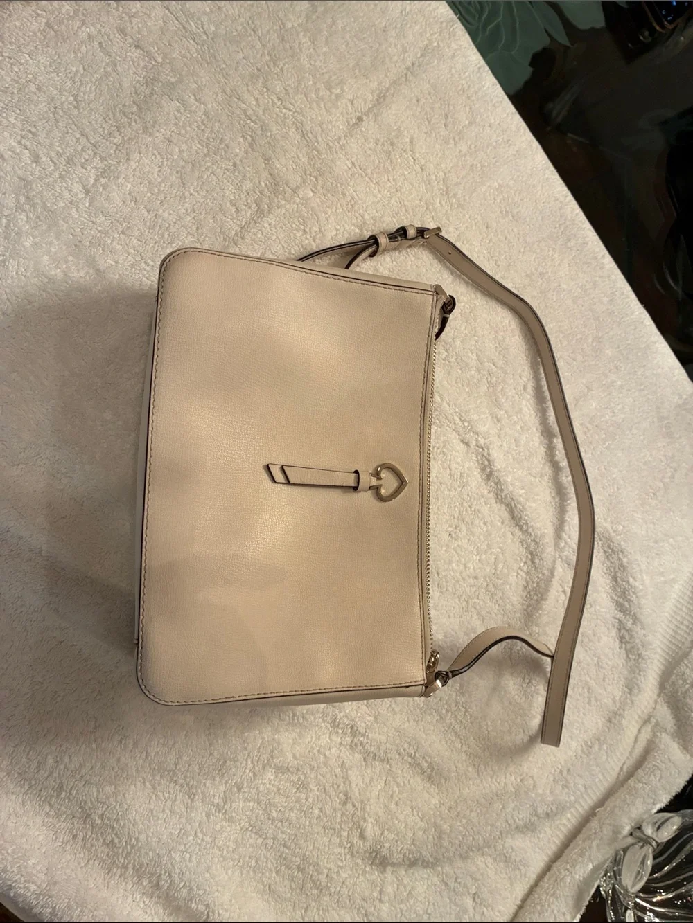 Structured Cream Crossbody Bag with Gold Accent